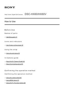 Sony Cyber-shot HX60V manual. Camera Instructions.